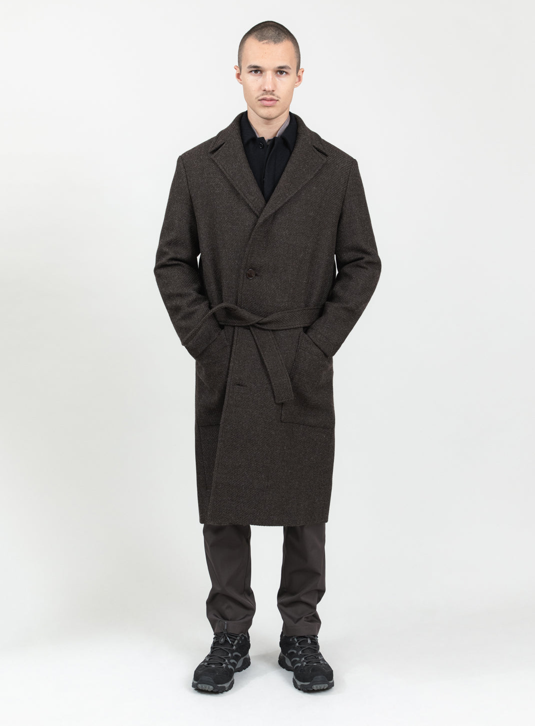 Bathrobe Coat in Chocolate 100% Italian Wool