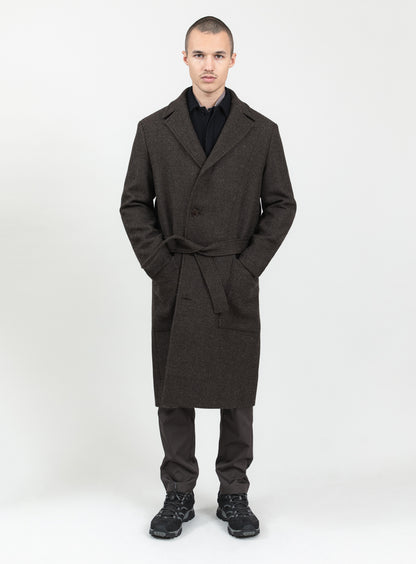 Bathrobe Coat in Chocolate 100% Italian Wool
