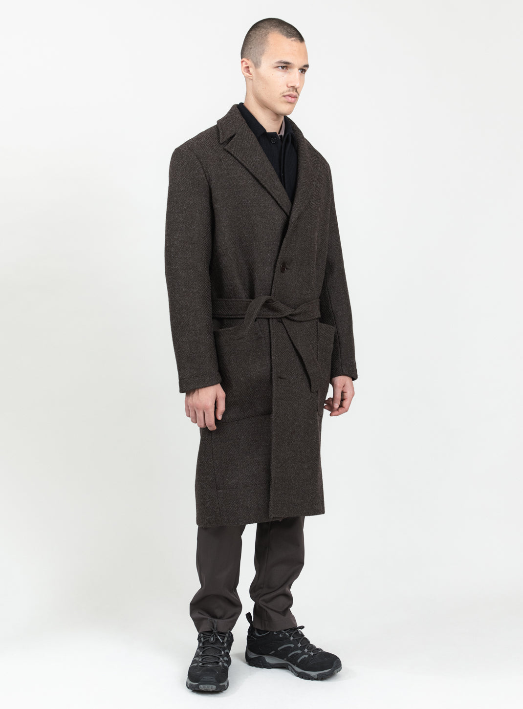 Bathrobe Coat in Chocolate 100% Italian Wool