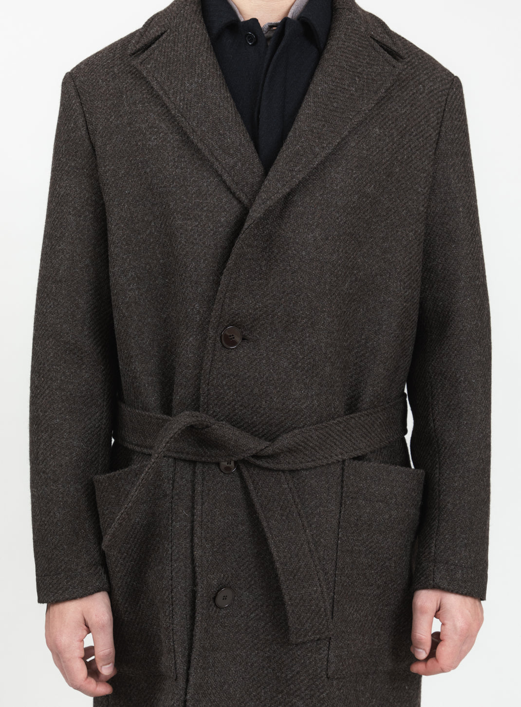 Bathrobe Coat in Chocolate 100% Italian Wool