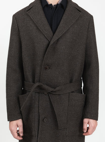 Bathrobe Coat in Chocolate 100% Italian Wool
