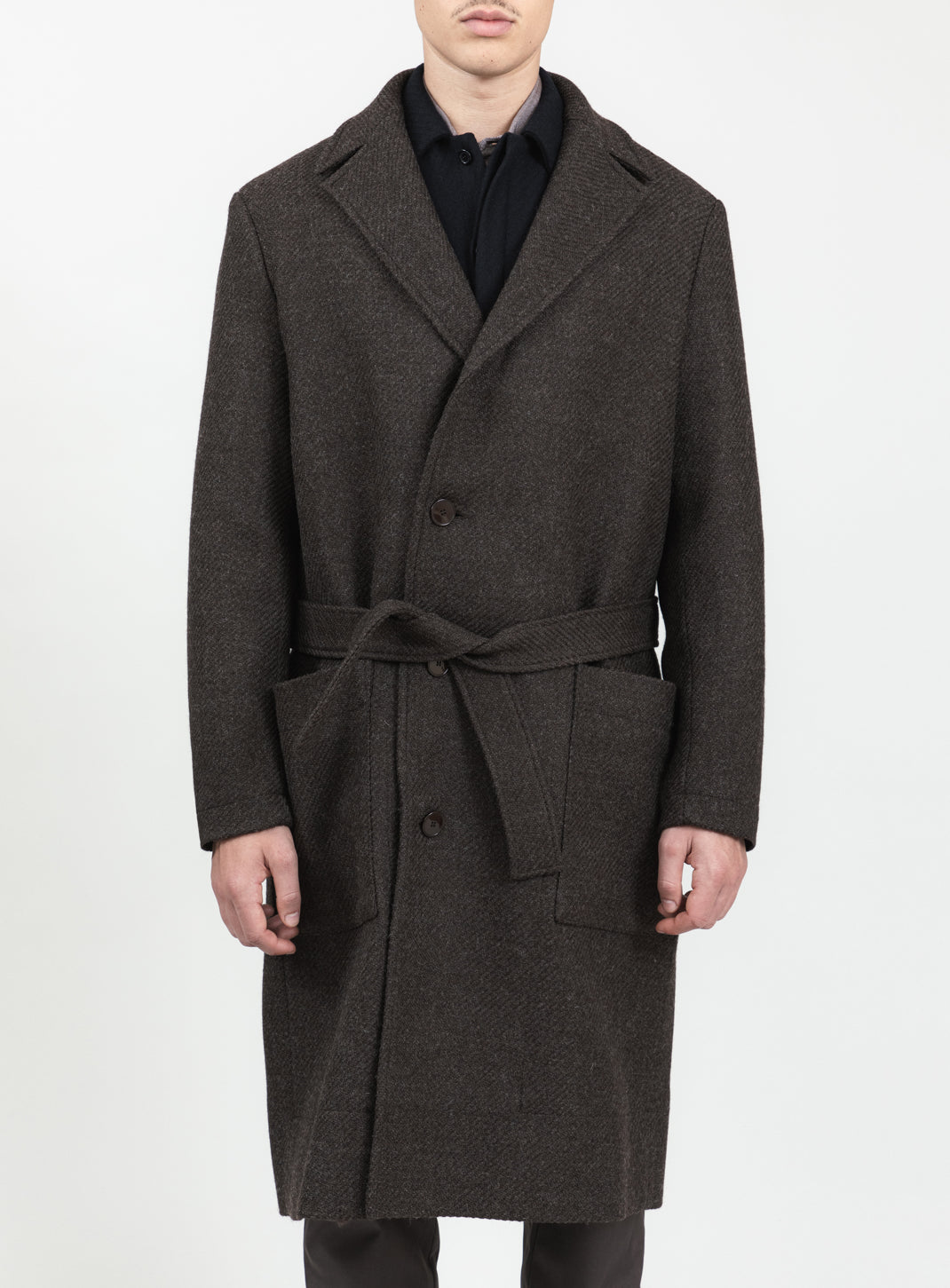 Bathrobe Coat in Chocolate 100% Italian Wool