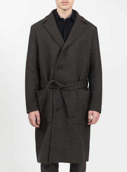 Bathrobe Coat in Chocolate 100% Italian Wool