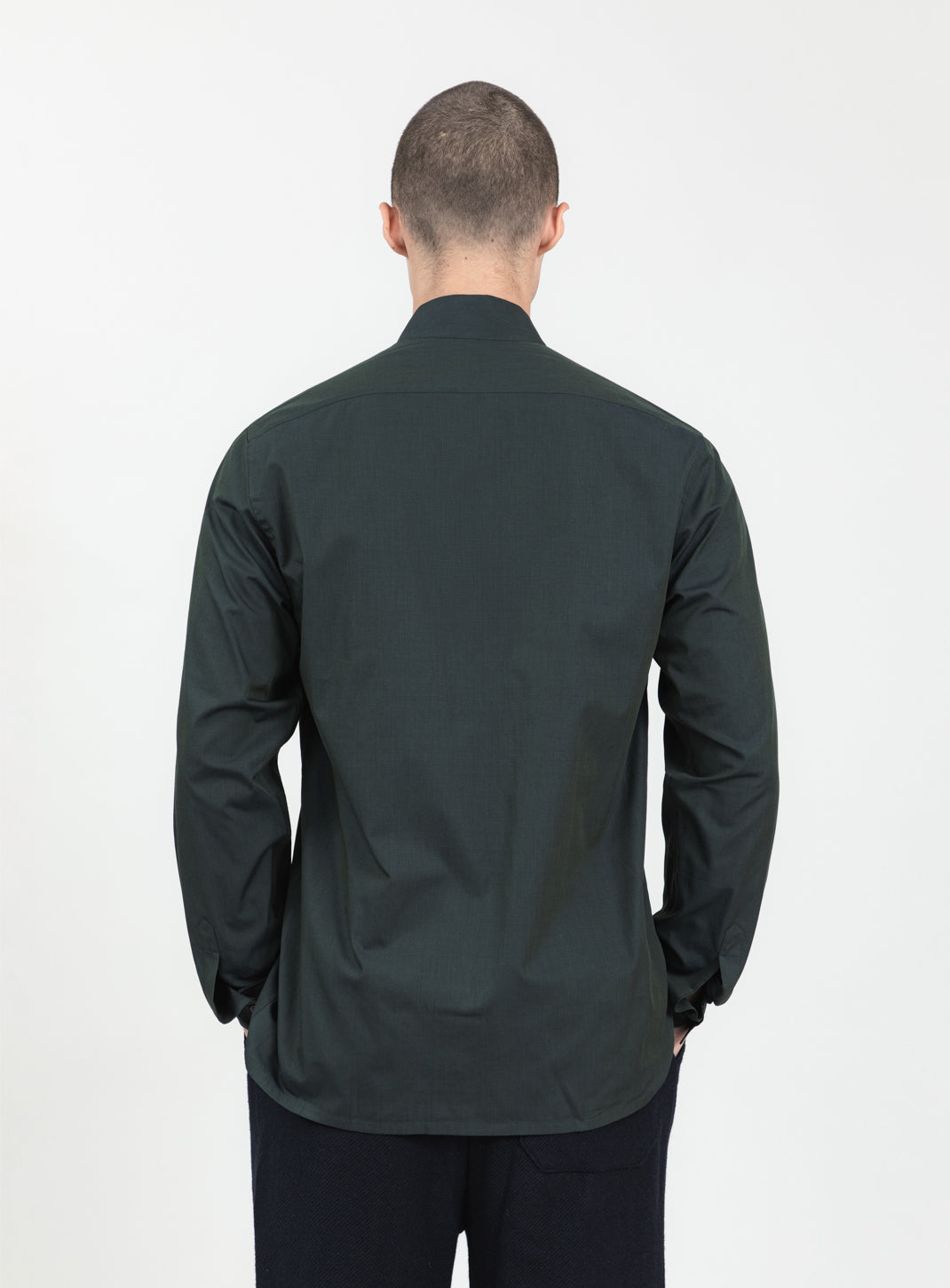 Origami Collar Shirt in Night Green End-on-End