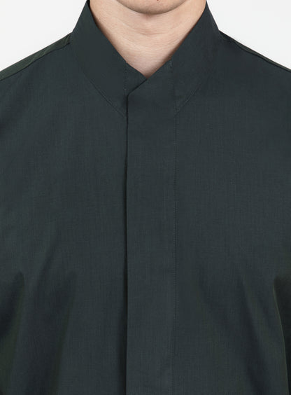 Origami Collar Shirt in Night Green End-on-End