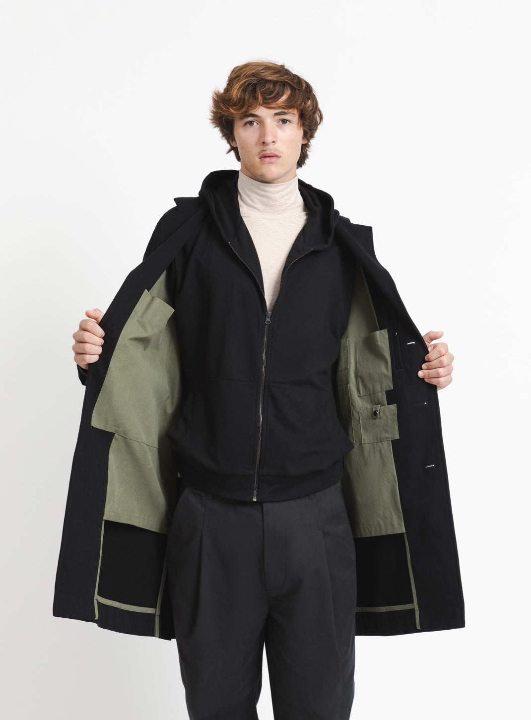 48H Overcoat in Black Reps