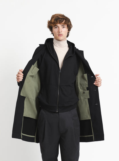 48H Overcoat in Black Reps