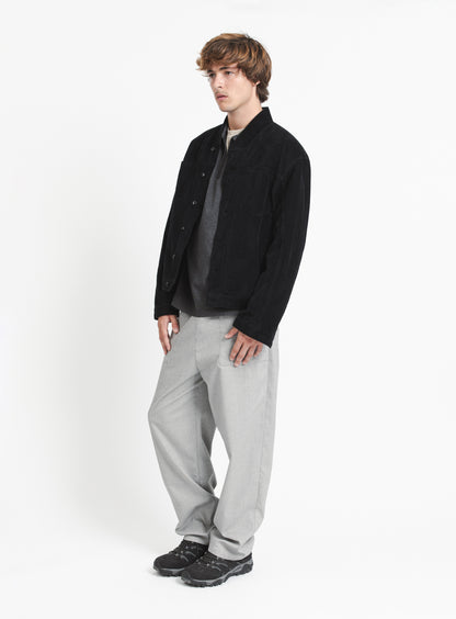 False Collar Jacket in Black Corduroy