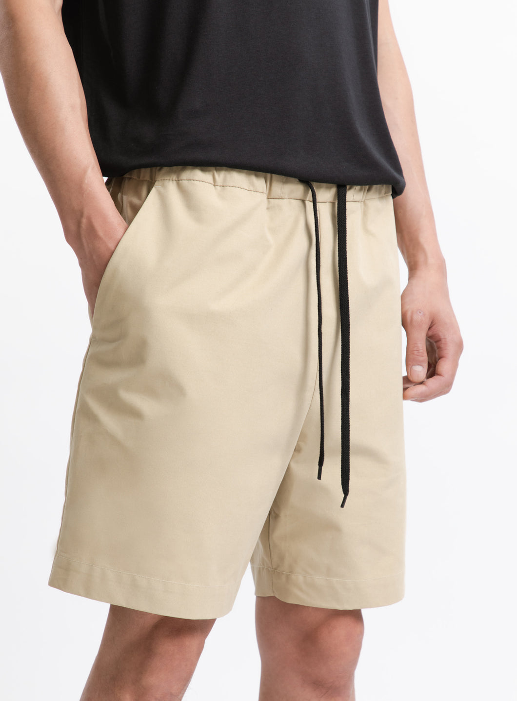 Lace Waist Bermuda Shorts in Ginger Cotton Twill