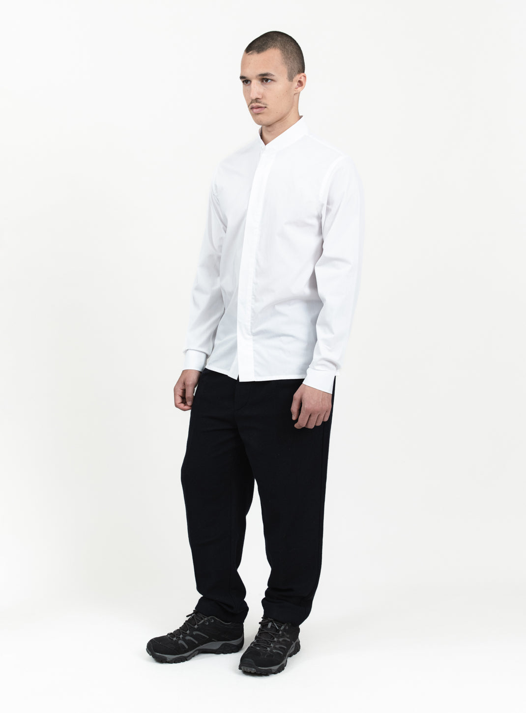Origami Collar Shirt in White Poplin