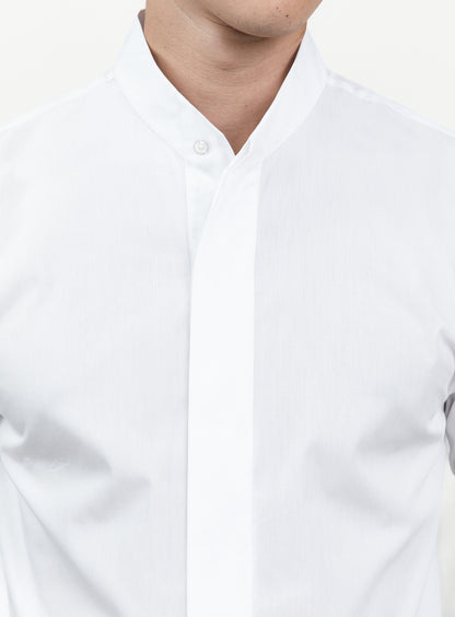 Origami Collar Shirt in White Poplin