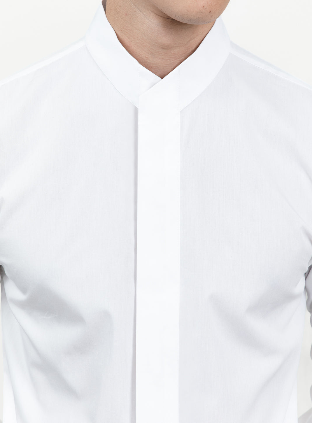 Origami Collar Shirt in White Poplin