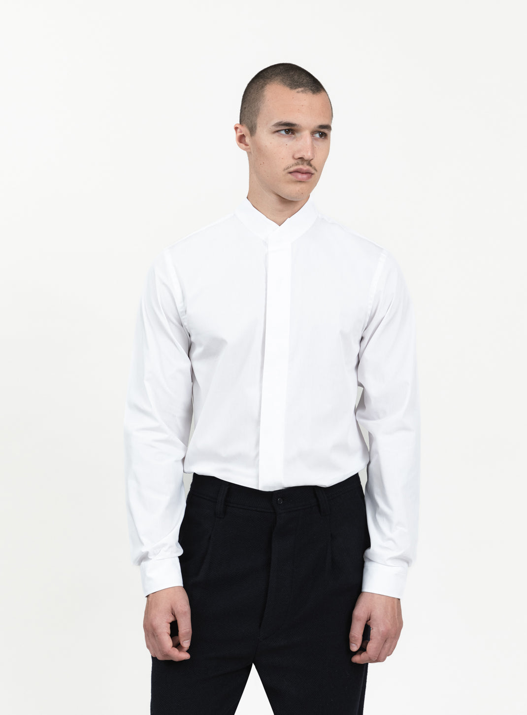 Origami Collar Shirt in White Poplin