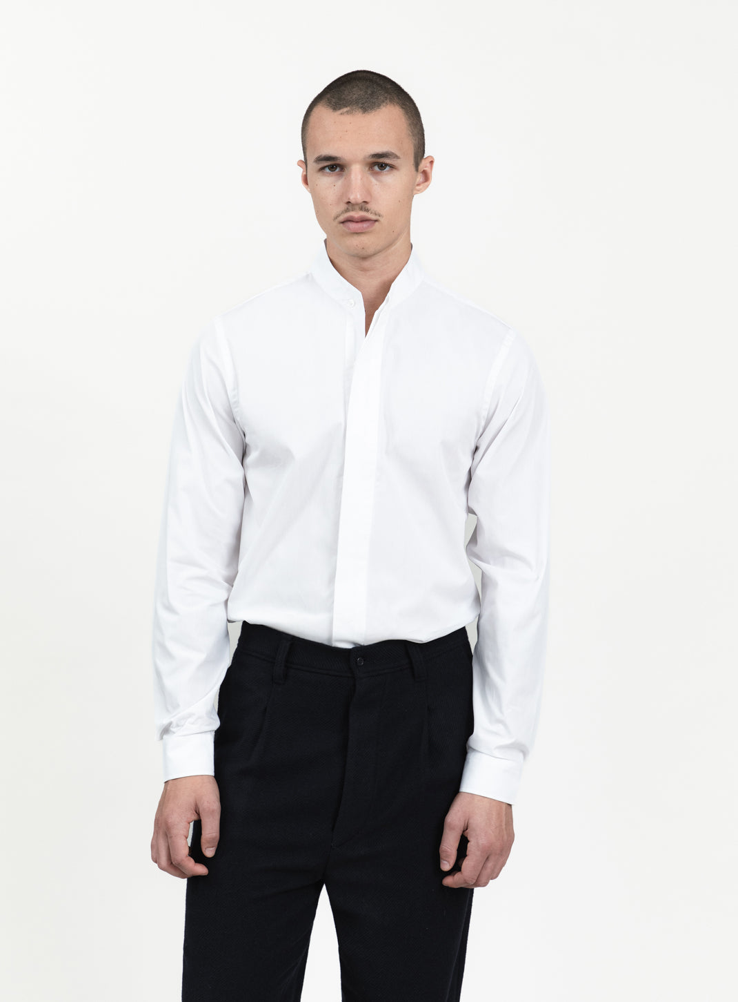 Origami Collar Shirt in White Poplin