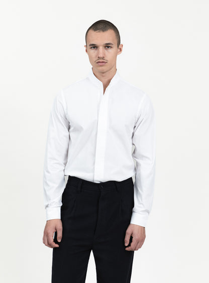 Origami Collar Shirt in White Poplin