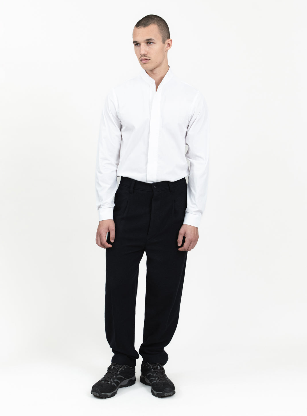 Origami Collar Shirt in White Poplin