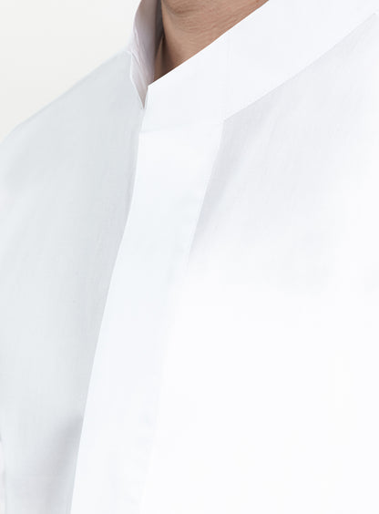 Origami Collar Shirt in White Poplin