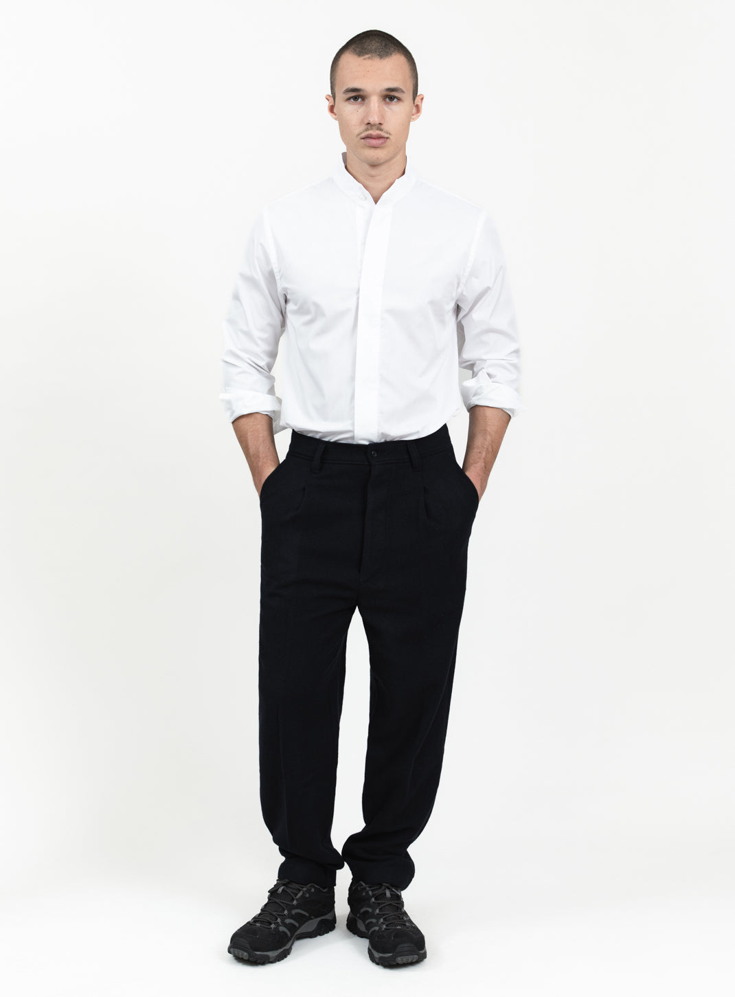 Origami Collar Shirt in White Poplin