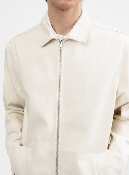 Overshirt with Vest Pockets in Ecru Denim Canvas