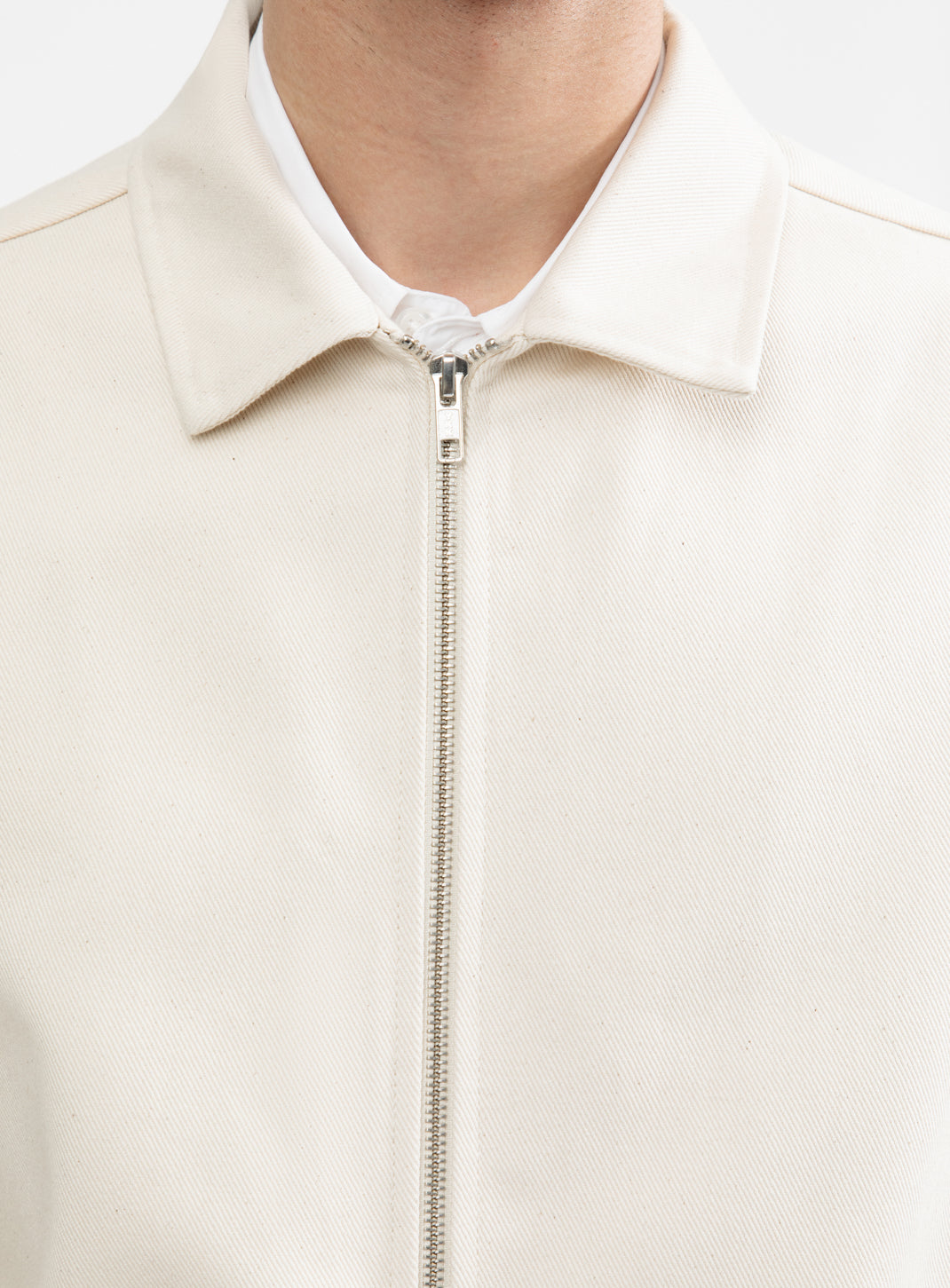 Overshirt with Vest Pockets in Ecru Denim Canvas