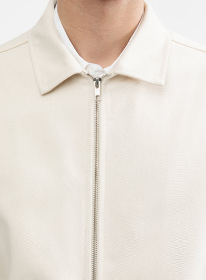 Overshirt with Vest Pockets in Ecru Denim Canvas