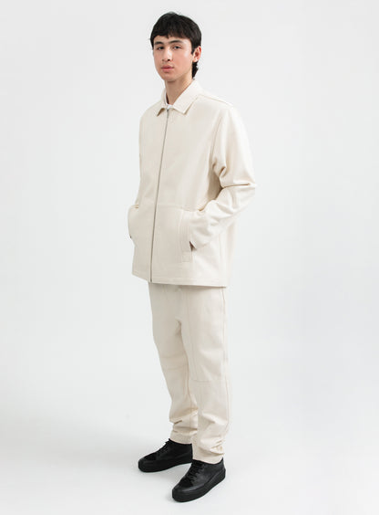 Overshirt with Vest Pockets in Ecru Denim Canvas