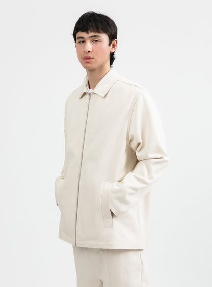 Overshirt with Vest Pockets in Ecru Denim Canvas