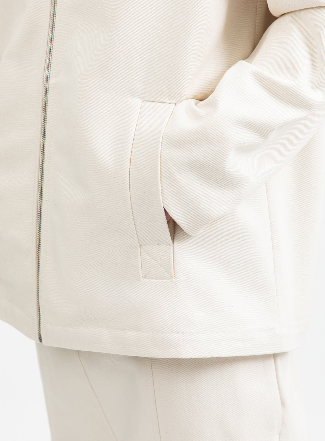 Overshirt with Vest Pockets in Ecru Denim Canvas