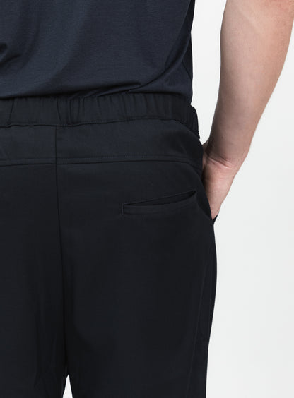 Lace Waist Pants with Deep Pleats in Navy Blue Serge