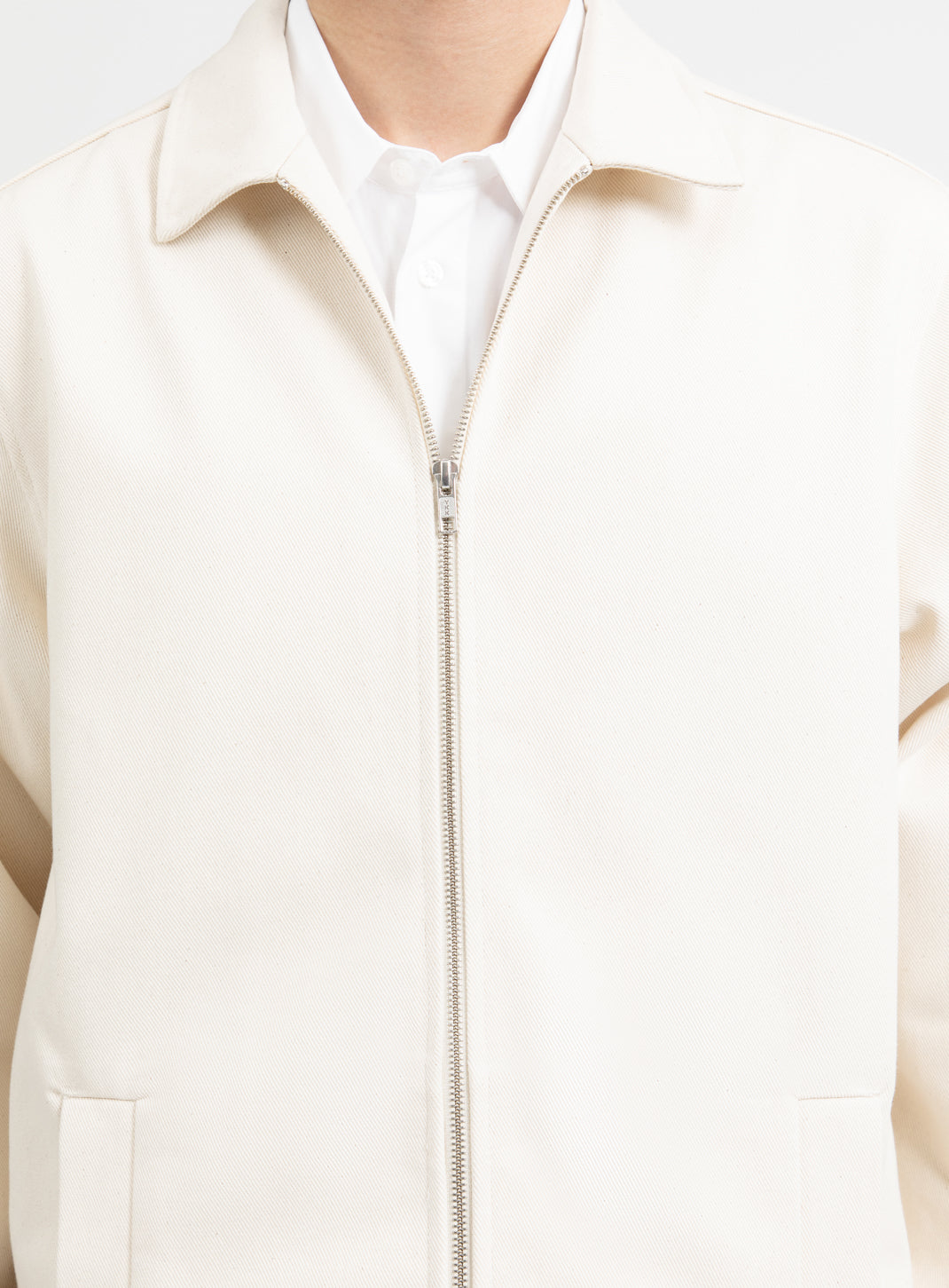 Overshirt with Vest Pockets in Ecru Denim Canvas