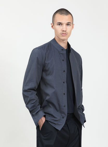 Chemise à Col Origami en Fil à Fil Ardoise