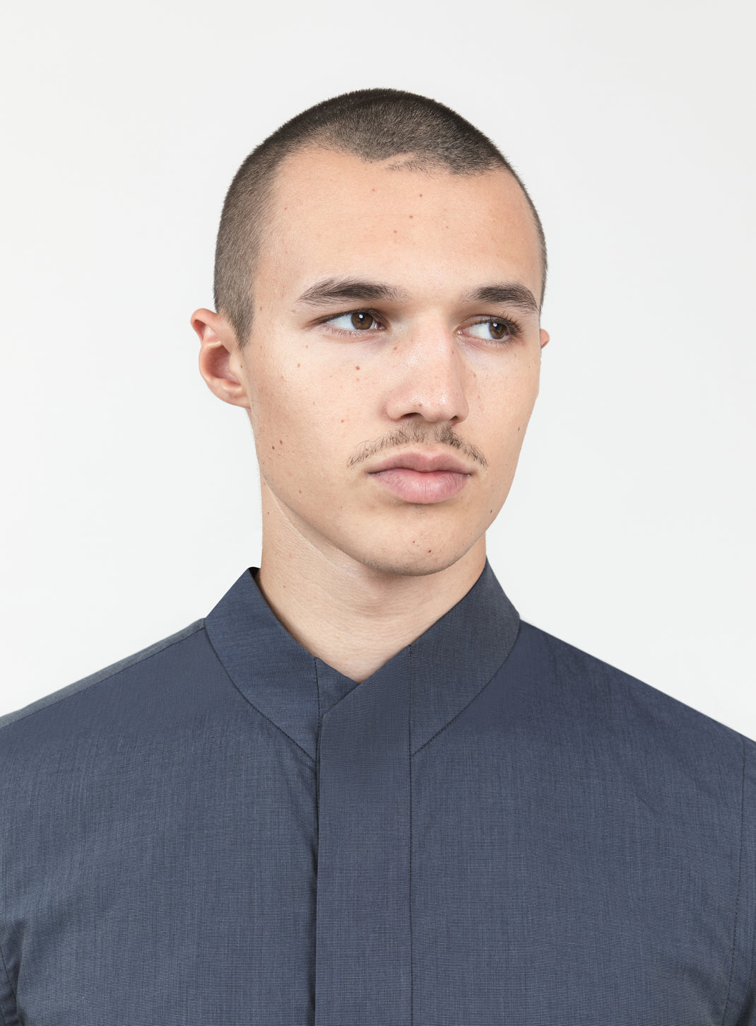 Chemise à Col Origami en Fil à Fil Ardoise