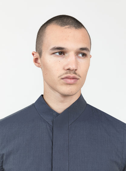 Chemise à Col Origami en Fil à Fil Ardoise