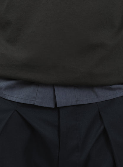 Ribbed High Neck Sweatshirt in Olive Technical Knit