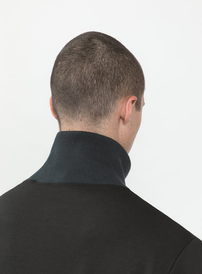 Ribbed High Neck Sweatshirt in Olive Technical Knit