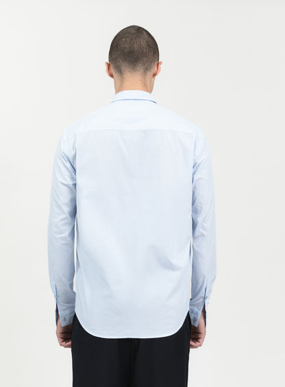 Shirt with Small Collar Stand in Sky Blue End-on-End