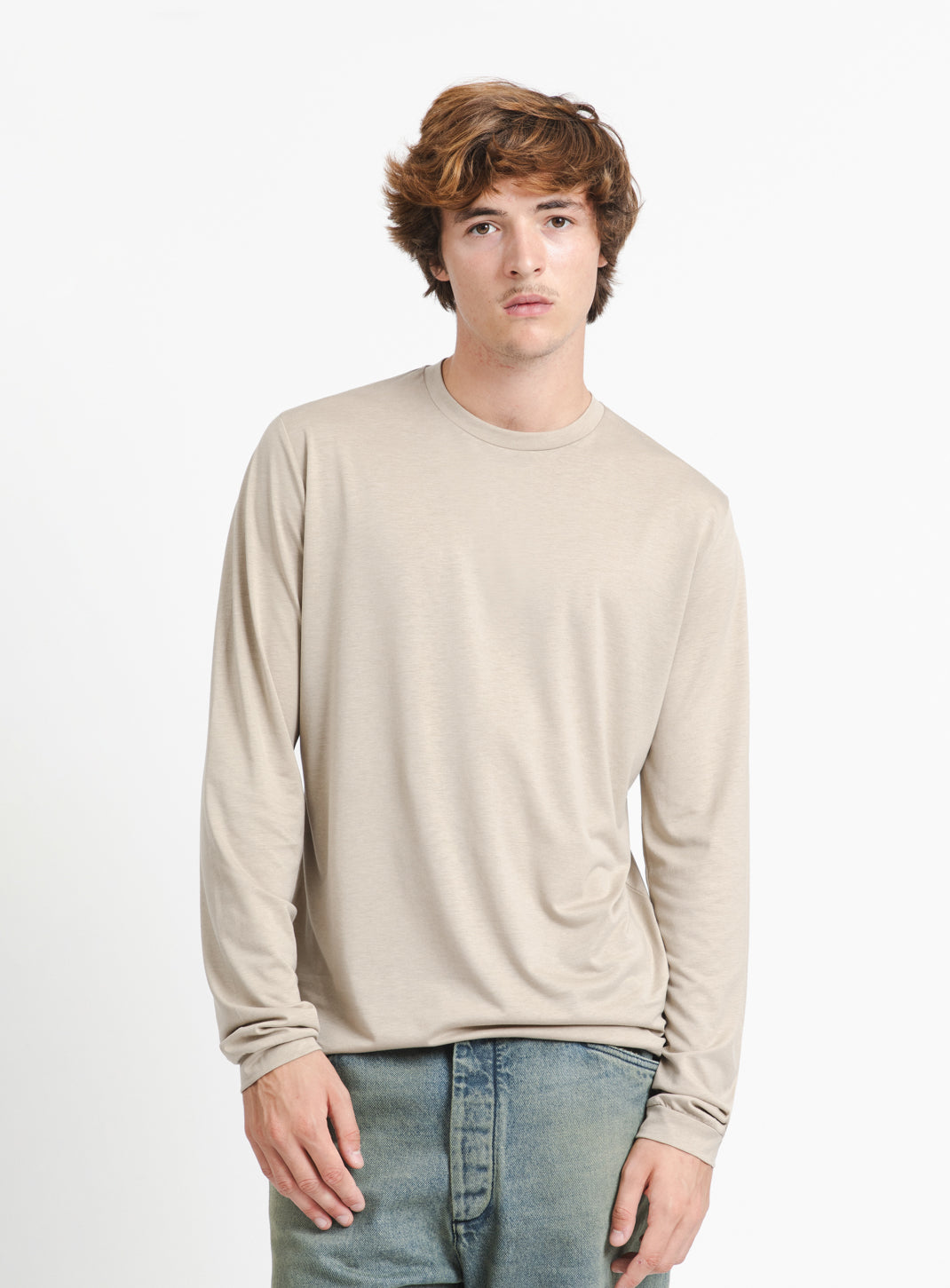Long Sleeve T-Shirt in Sand Eucalyptus & Cotton