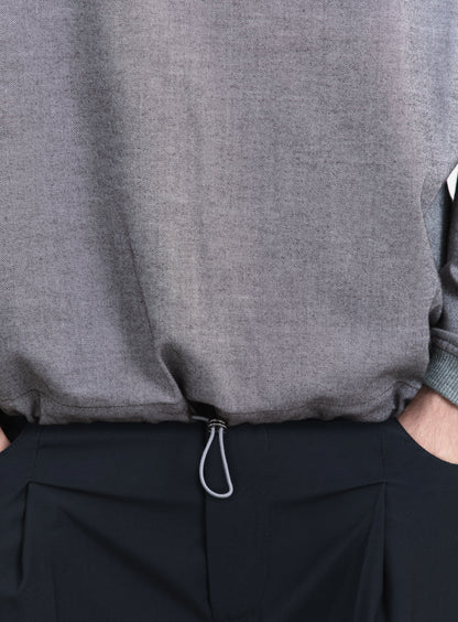 Sweat à Grand Col en Flanelle de Coton Gris Chaud