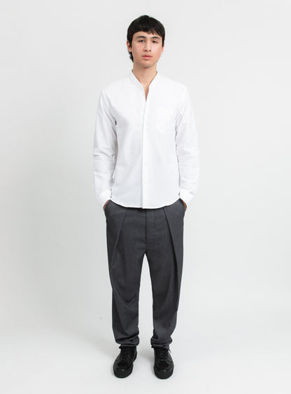 Chemise à Faux Col Bord-Côte en Oxford Blanc