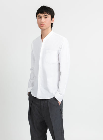Chemise à Faux Col Bord-Côte en Oxford Blanc