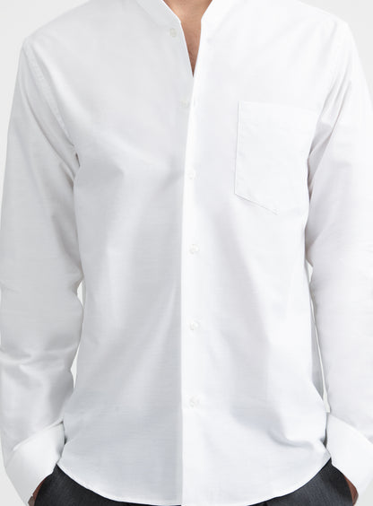 False Collar Shirt in White Oxford