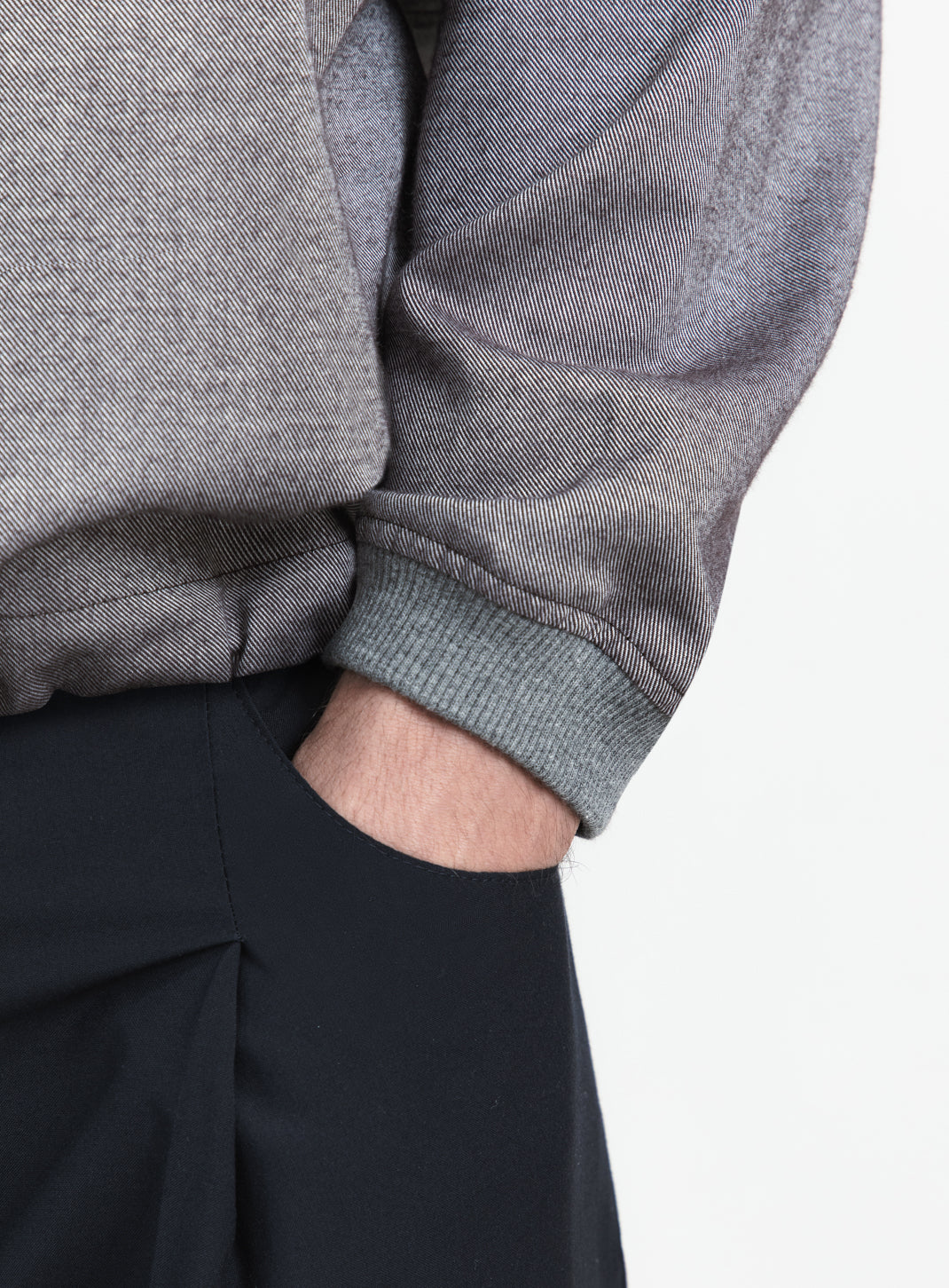 Sweat à Grand Col en Flanelle de Coton Gris Chaud