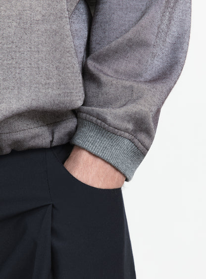 Sweat à Grand Col en Flanelle de Coton Gris Chaud