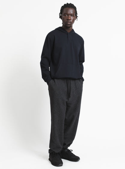 Pleated Pants with Tightening Link in Heather Dark Grey Carded Wool
