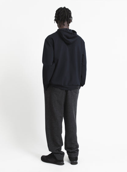 Pleated Pants with Tightening Link in Heather Dark Grey Carded Wool