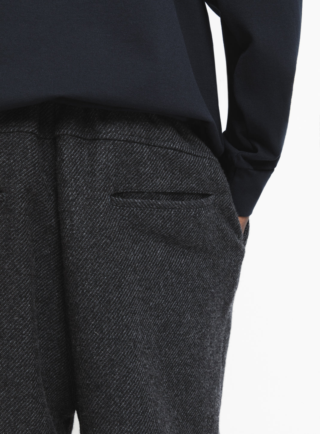 Pleated Pants with Tightening Link in Heather Dark Grey Carded Wool