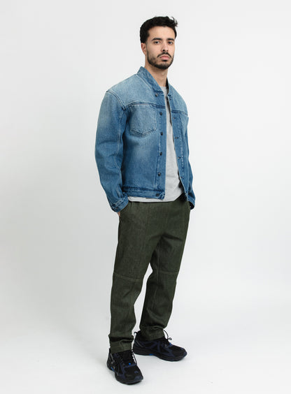 False Collar Jacket in Stone Denim