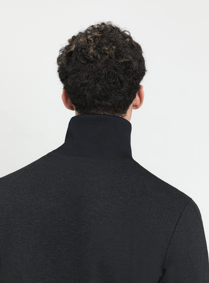 Ribbed High Neck Sweatshirt in Heather Dark Gray Technical Knit