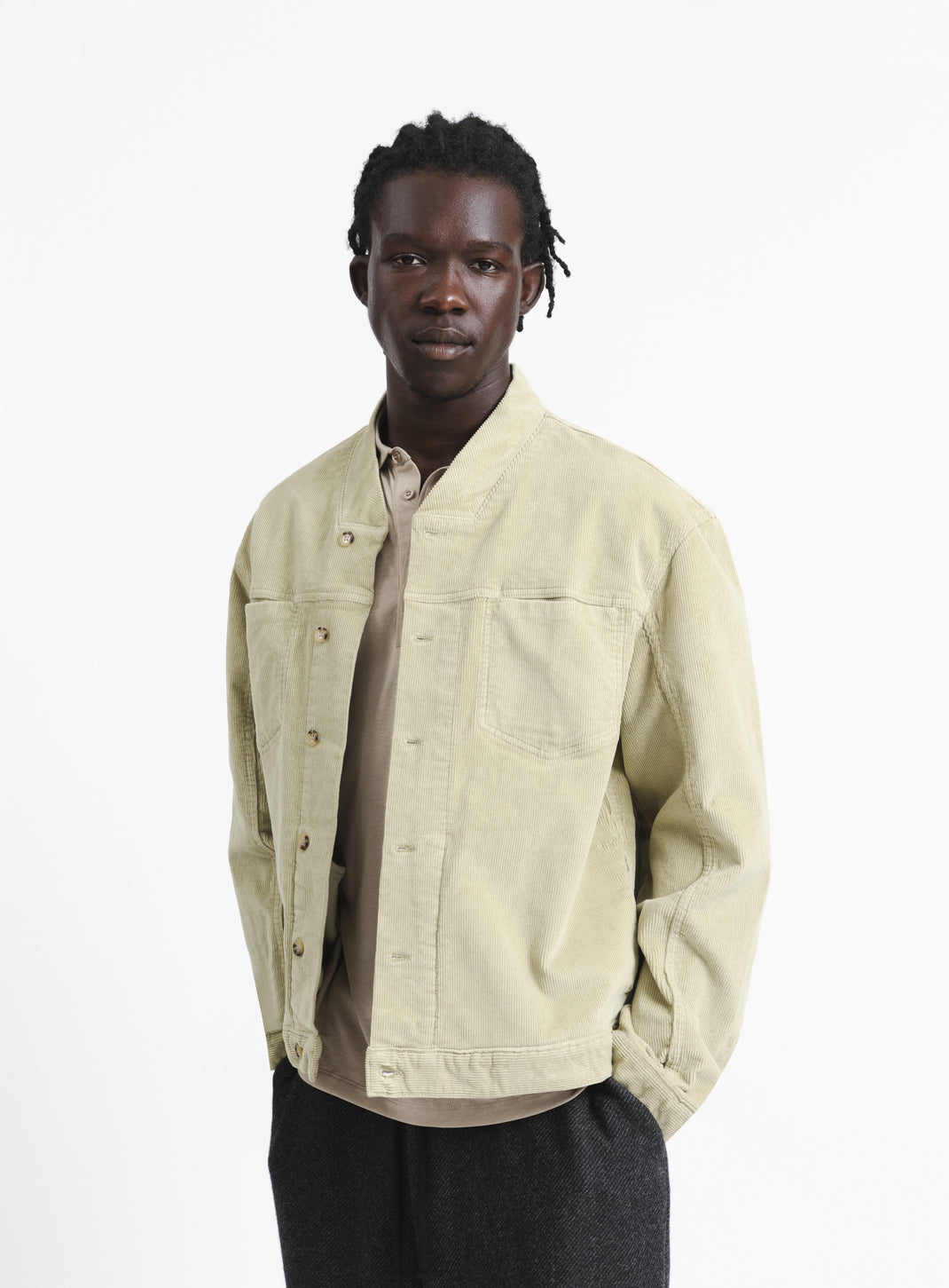 False Collar Jacket in Ginger Corduroy