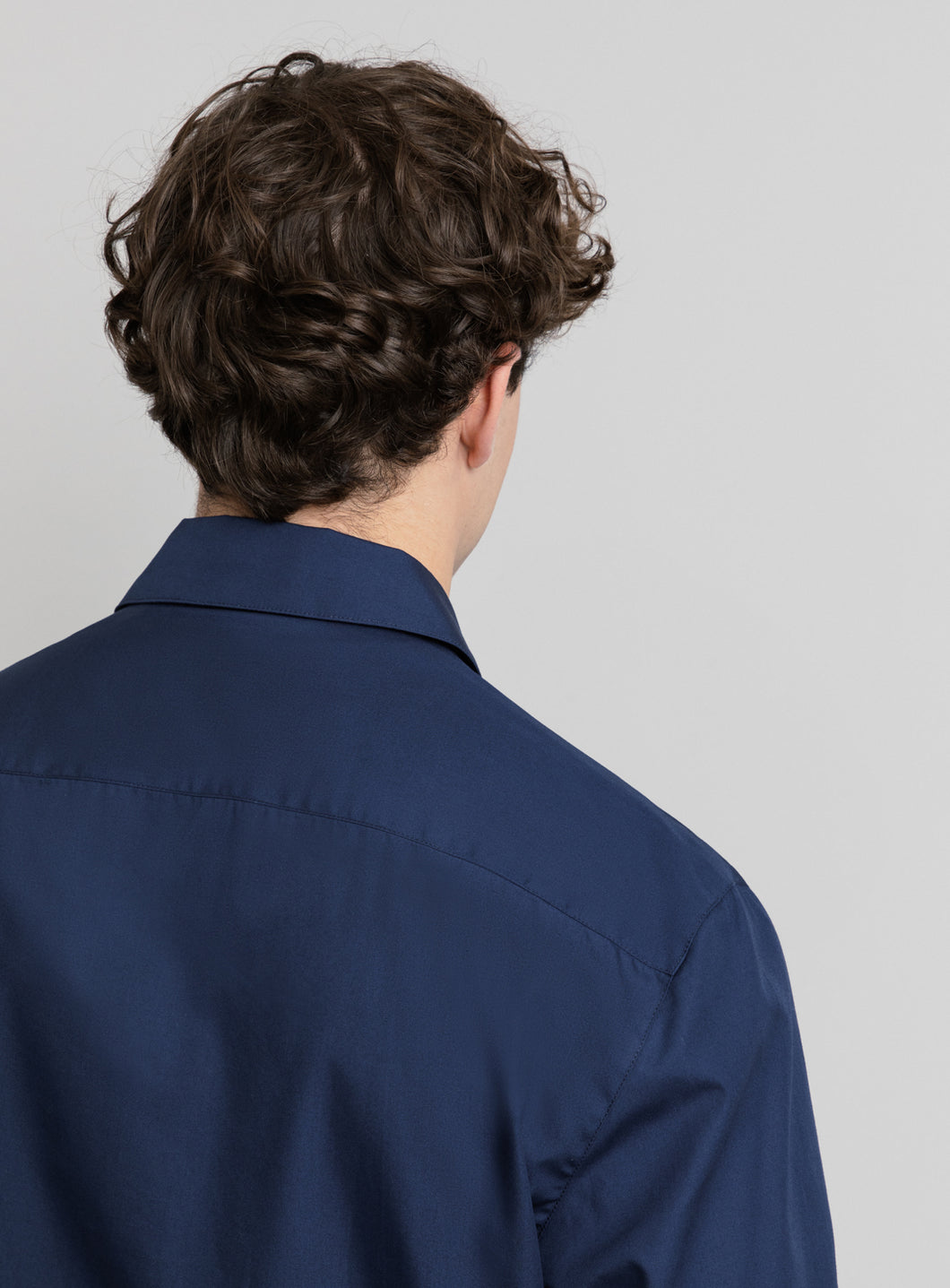 Graphic Tab Shirt in Navy Blue Poplin